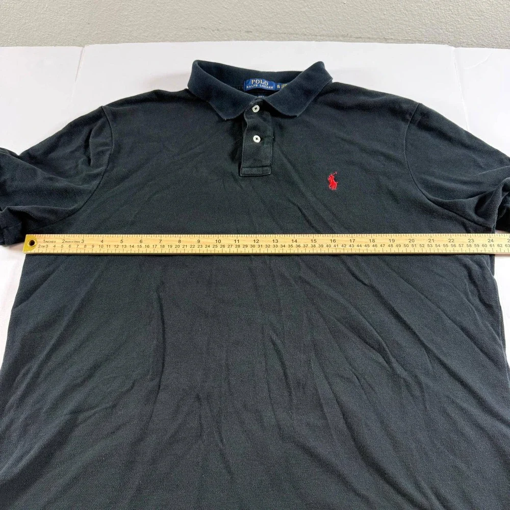 Polo Ralph Lauren Mens XL Classic Fit Black Pique Polo Shirt Red Pony Logo